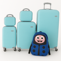 SMTE - 5Piece Family Luggage Set with WheelsLightGreen Hardshell & Kids Backpack