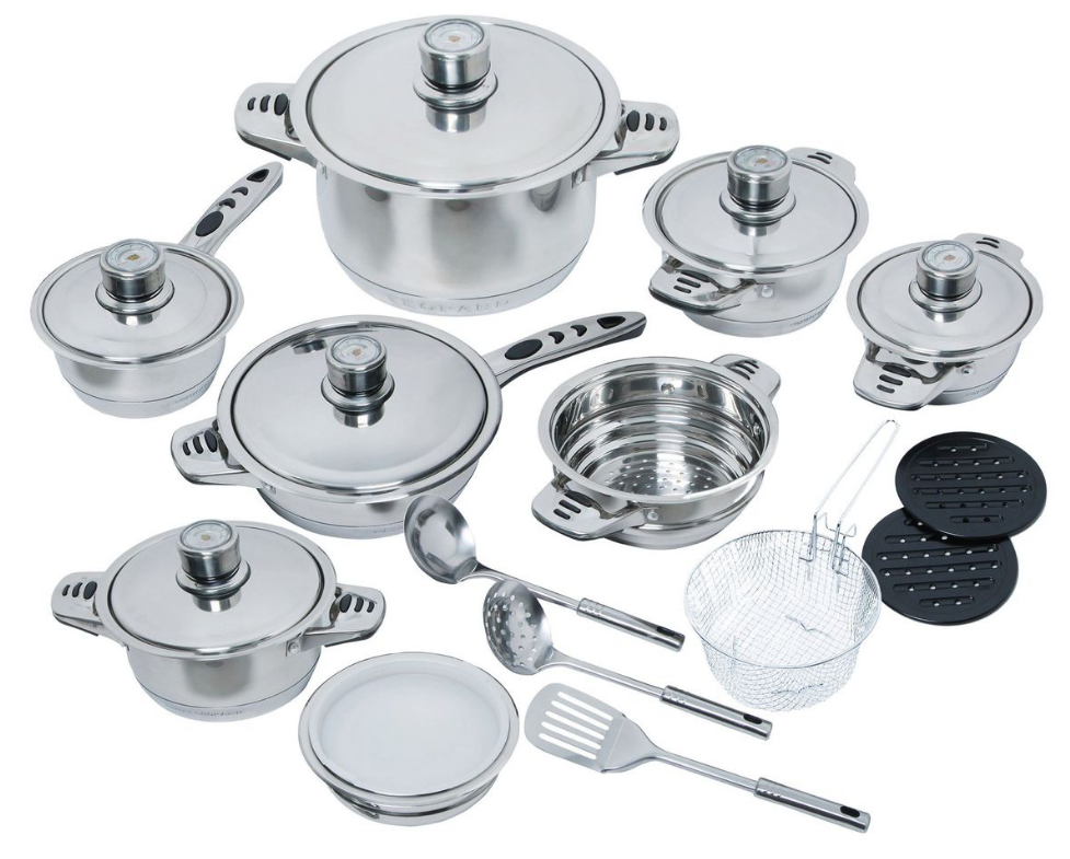 SMTE - 22 Piece Timeless Beauty Non-Stick Stainless Steel Cookware Set