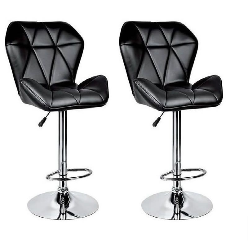 SMTE - Modern and Stylish Diamond Padded Kitchen and Bar Stool - Black