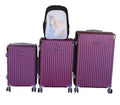 SMTE - 3Piece ABS Luggage Set with Spinner Wheels + Horse BackpackPurple