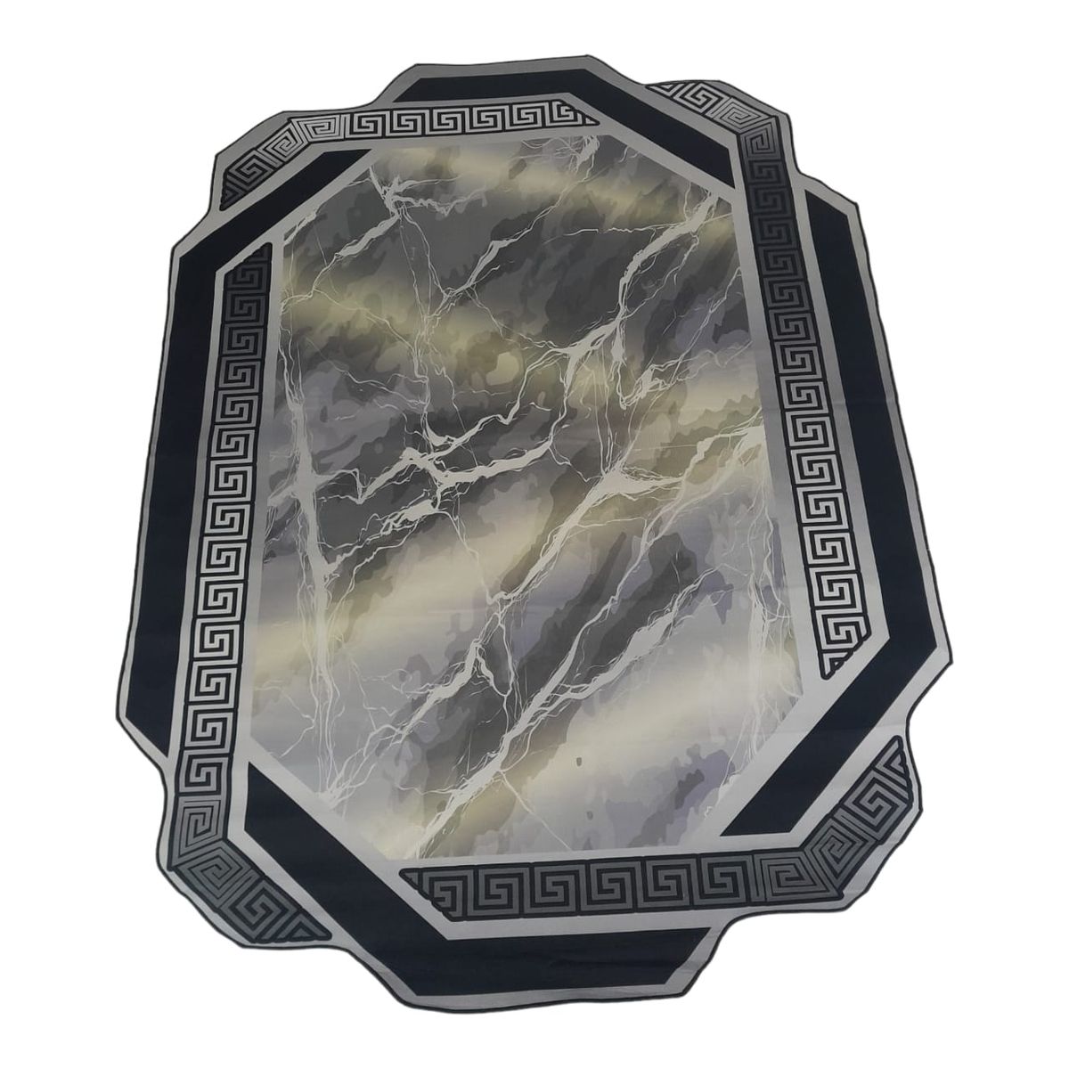 SMTE -  Quality Large 3D Printed European Style Rug - Grey & Black - F1 - B11