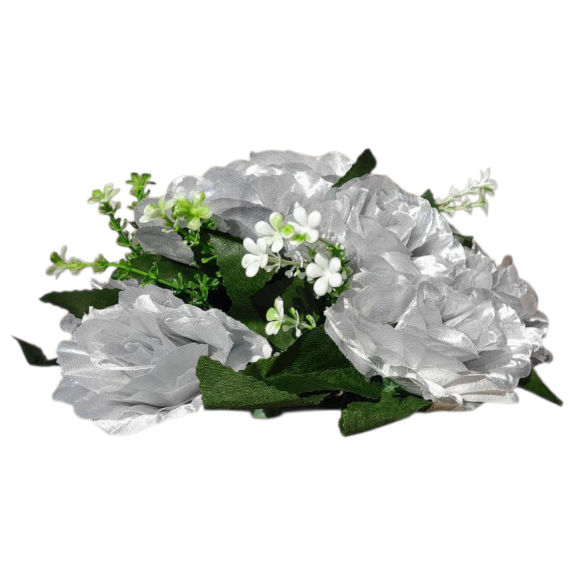 SMTE - Artificial Floral ArrangementSilver Roses with White Accents