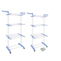 SMTE - 2 x Drying Rack/Washing line - 3 Layer Multi Hanger - Wheels &  Pegs