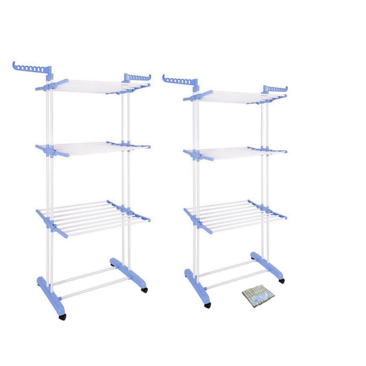 SMTE - 2 x Drying Rack/Washing line - 3 Layer Multi Hanger - Wheels &  Pegs
