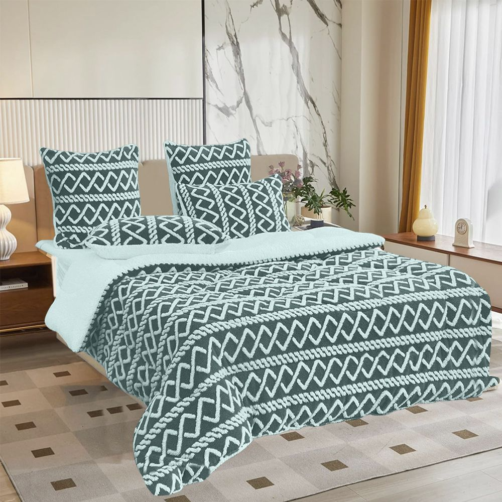 SMTE - 5 Pieces Thick Super Soft Warm and Cozy Lightweight and Breathable ComforterGreen