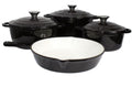 SMTE - Authentic 7 Piece Cast Iron Dutch Oven Cookware Pot Set - Black