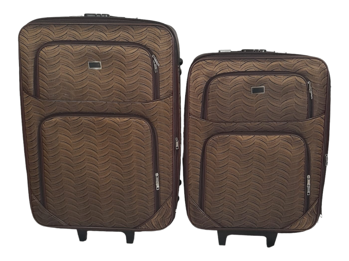 SMTE -  2- Piece Trolley Travel luggage Spinner- Fabric - Brown - 58 cm