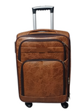 SMTE -  23Inch Leather Travel SuitcaseBrown | Compact Soft Shell