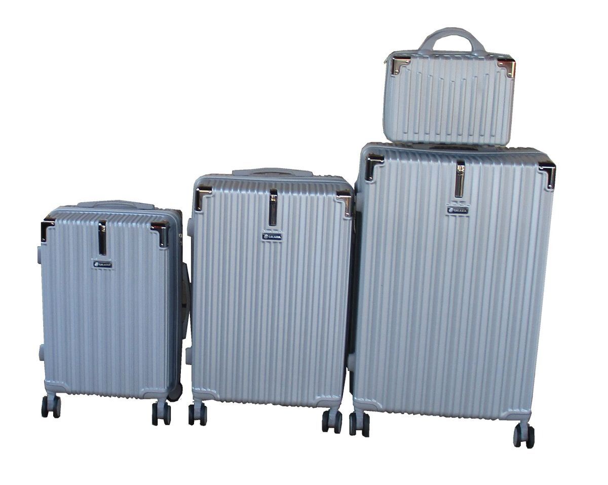SMTE - Silver ABS Hardshell Luggage Set4Piece, Spinner Wheels, TSA Lock.