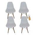 SMTE - Plastic Chair With Wooden Leg Set of 4+  KeychainWhite