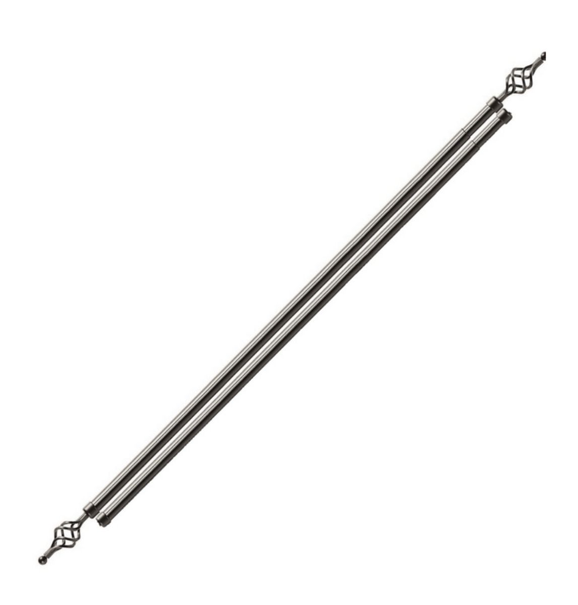 SMTE - Sastro Expandable Curtain Double Rod With Twisted Cage Finial - 2m Double - Silver