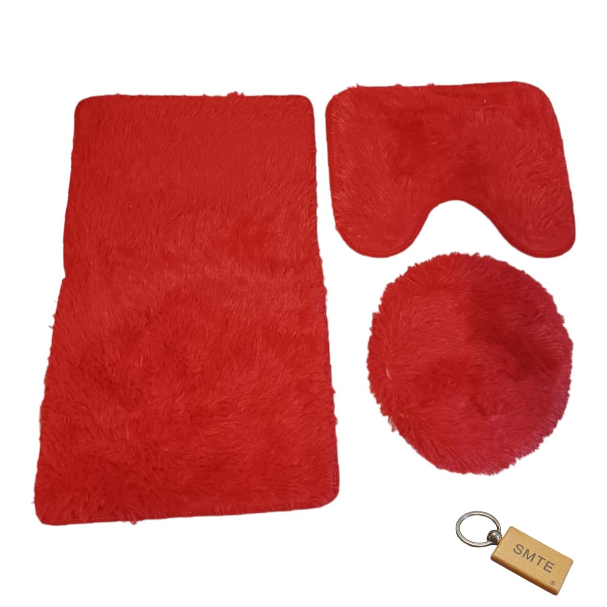 SMTE - Sumptuous Comfort: Plush and Fluffy Toilet Seat Cover+ KeyringRed