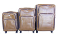 SMTE - IYH- Quality Luggage Set of 3 Leather Travel Suitcase Set - Elephant Brown