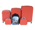 SMTE - 5Piece OrangePink Hard Shell Luggage Set + Kids MilitaryThemed Backpack