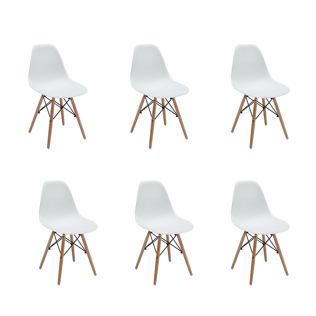 SMTE - Luna Kitchen and Dining Chairs - 6 x Chairs - Pure White