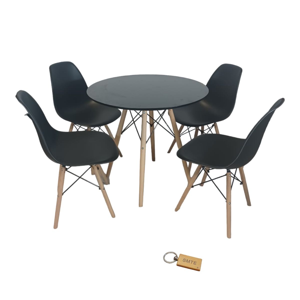 SMTE - Black Chair with Black table with KeychainSet with 4 Chair
