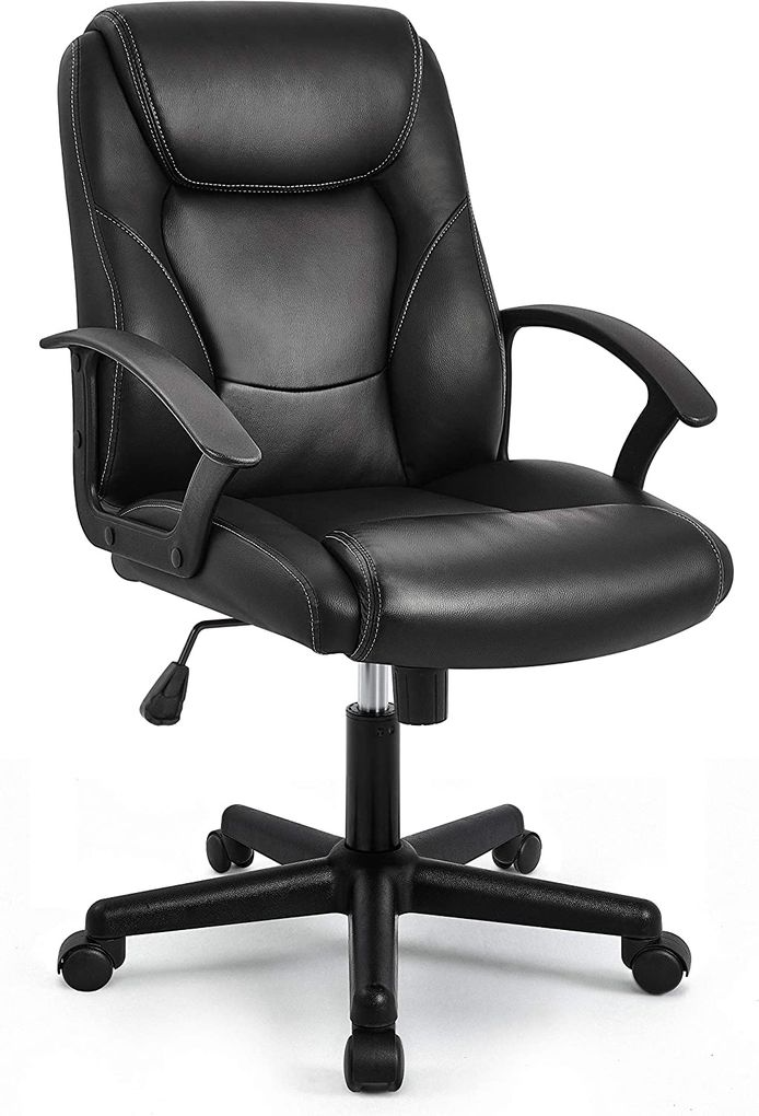 SMTE - Eay Eay Thing Faux Leather Ergonomic Home Office ChairBlack