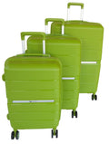 SMTE - Unbreakable 3Piece PP HardSided Luggage SetBright Green,Spinner Wheels
