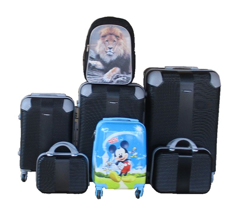 SMTE - 5Piece ABS HardShell Luggage Set with Mickey Mouse Trolley& Lion Schoolbag