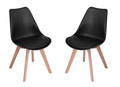 SMTE - Modern Wooden Leg Padded Chair - Black - 2 Piece