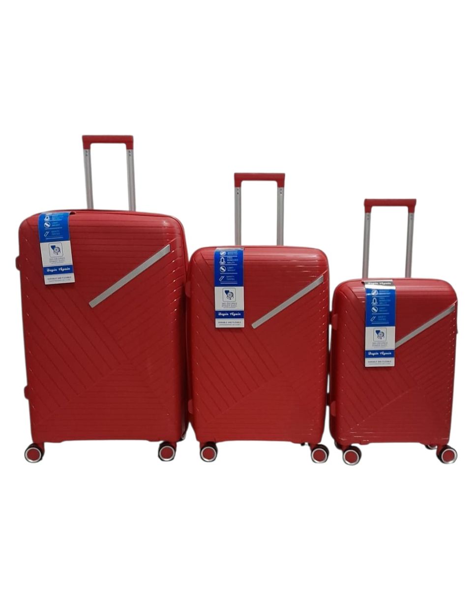 SMTE - 3 Piece Polypyrene Premium Hardshell Spinner Luggage SetRed