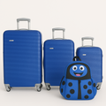 SMTE - Blue 3Piece ABS Spinner Luggage Set with Ladybug Kids Backpack