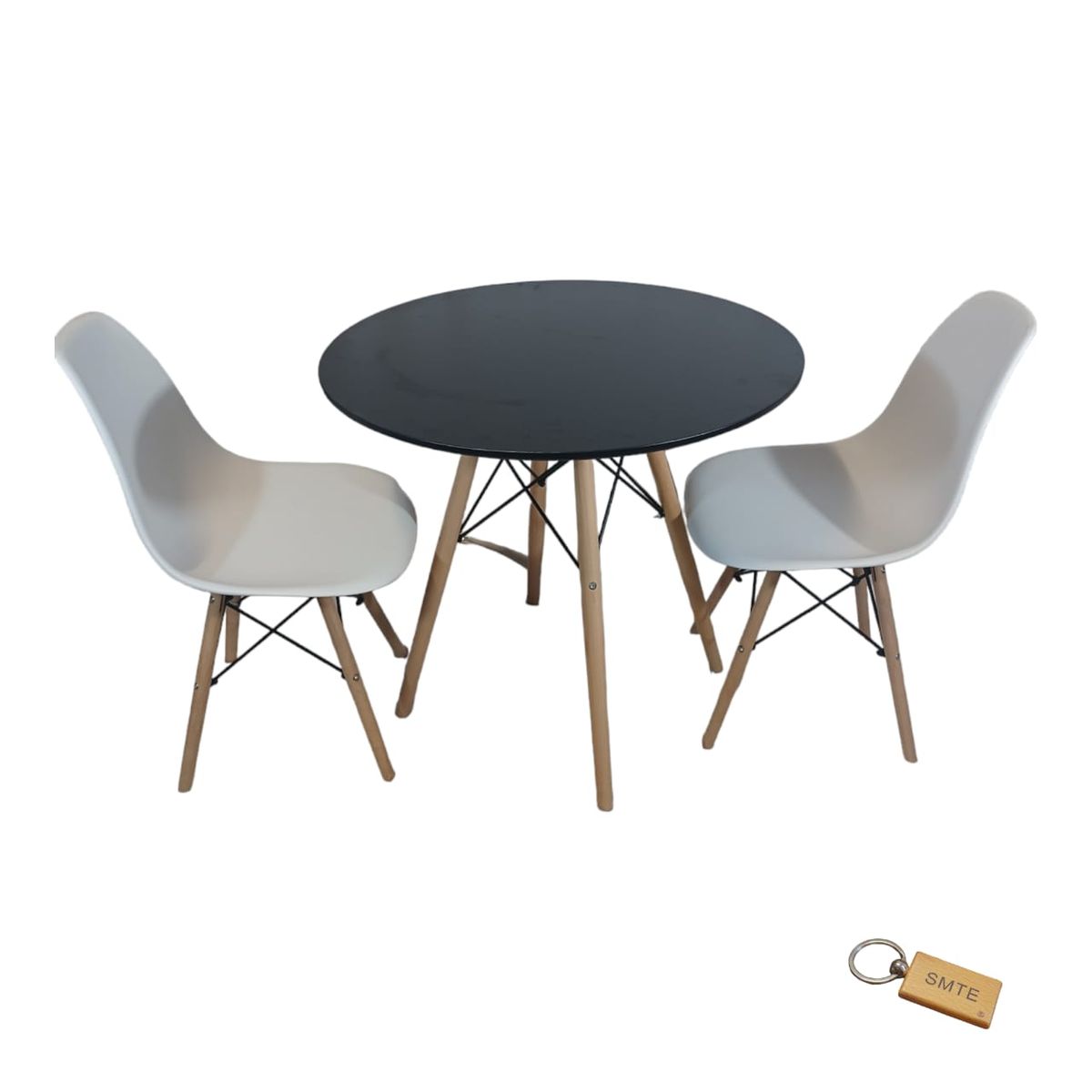 SMTE - White Chair with Black table with  KeychainSet With 2