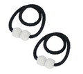SMTE - Pack Of 2 Black Rope & Pearl Magnetic End Tie Backs