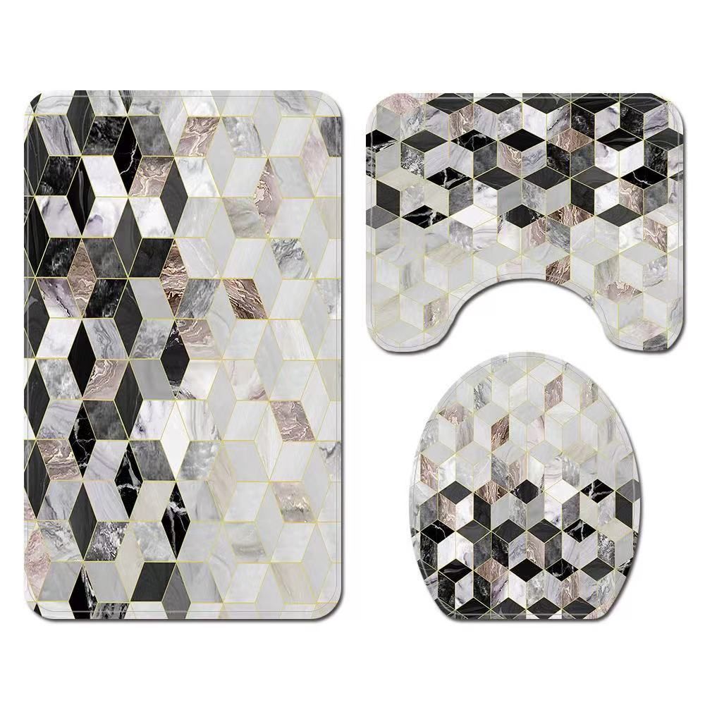 SMTE - Stunning 3 Piece Anti-Slip Soft Foam Bathroom Set - Black Diamond