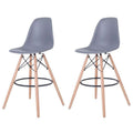 SMTE - latest Modern Style Eiffel Chair Counter Bar Stools Set - 2 Pieces - Grey