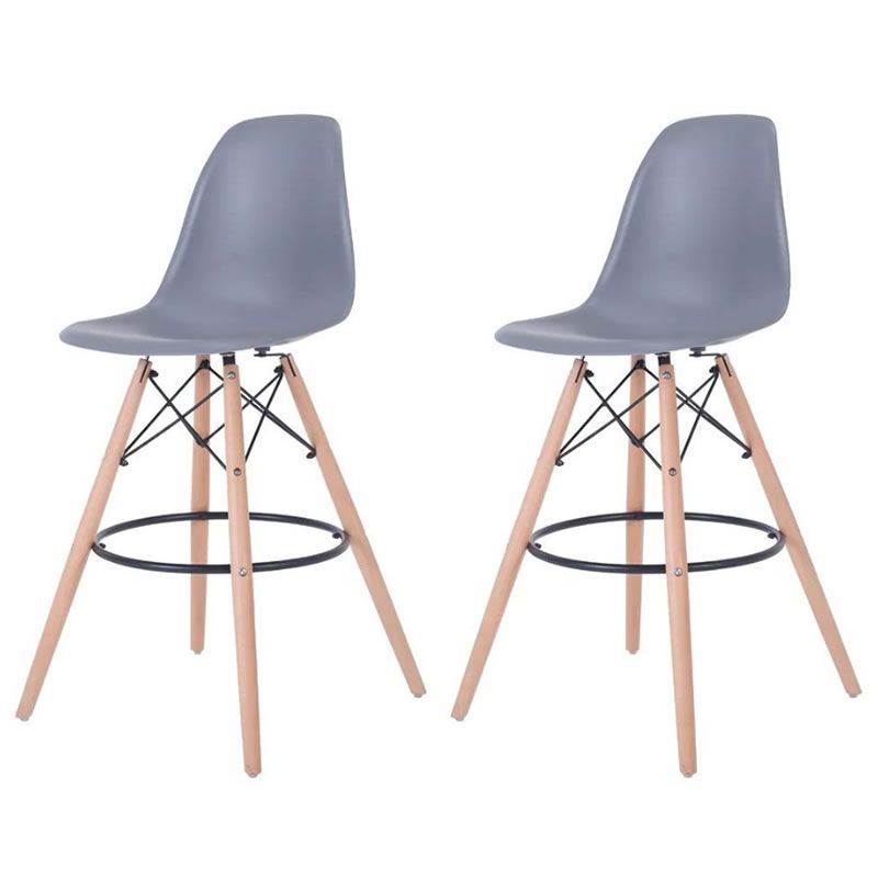 SMTE - latest Modern Style Eiffel Chair Counter Bar Stools Set - 2 Pieces - Grey