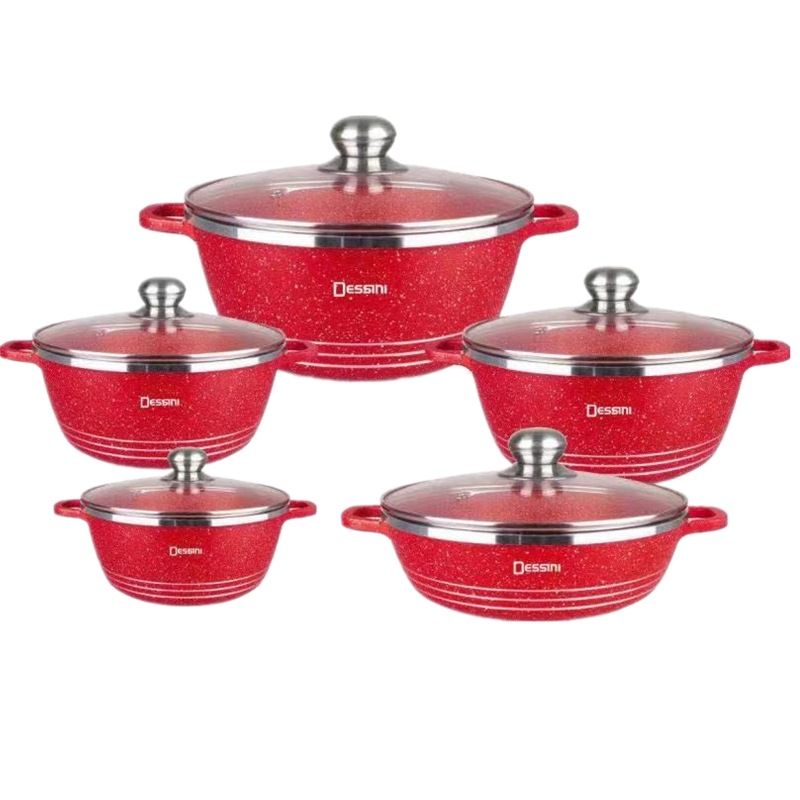 SMTE - Dessini Non Stick 10 Pieces Set- Maroon