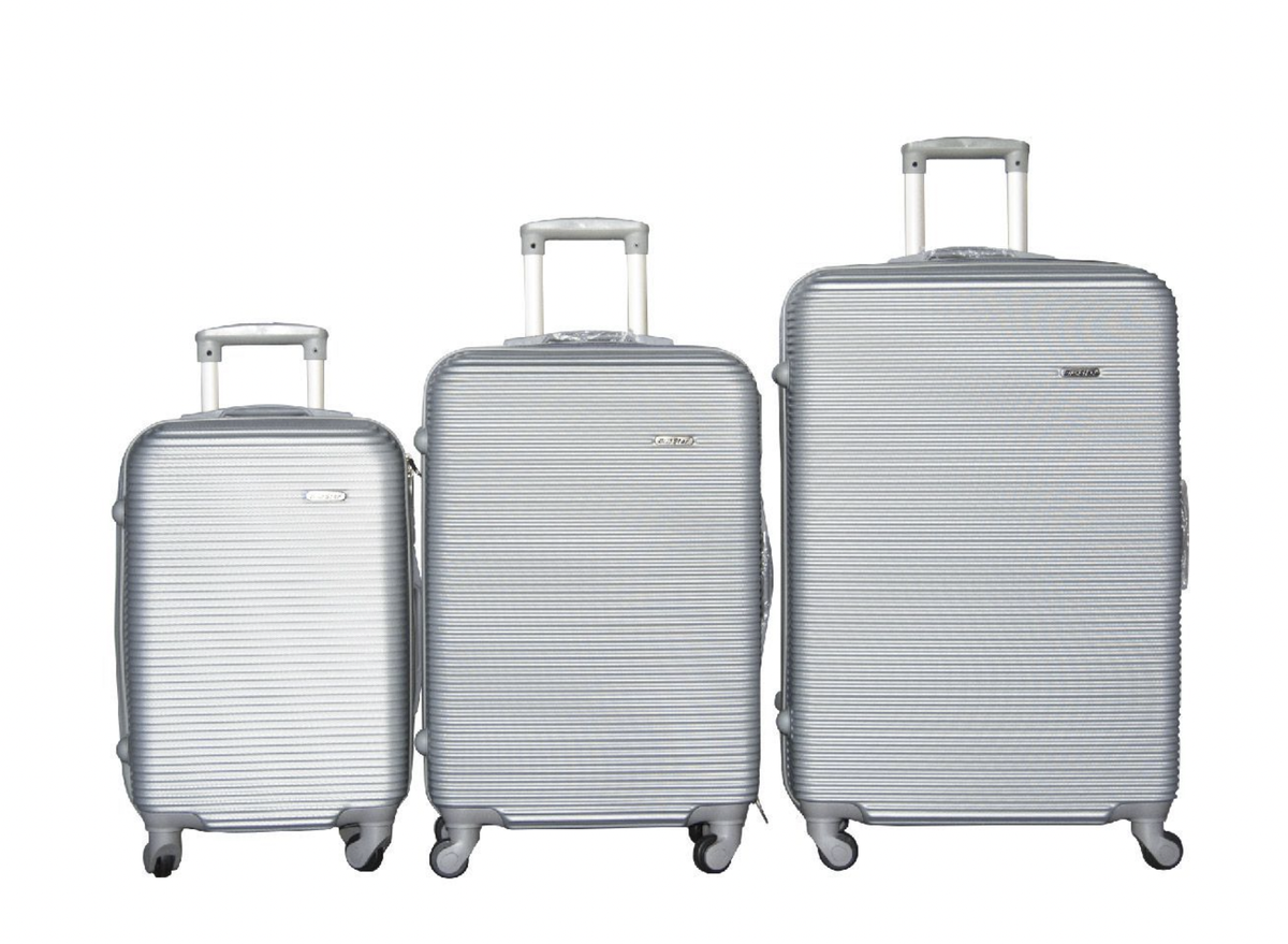 SMTE - Daska Hard Outer Shell Travel Luggage Set - 3 Piece - Silver