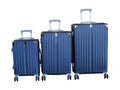 SMTE - Navy 3 Piece ABS Hardshell Luggage Set with Spinner Wheels & Telescoping Handles