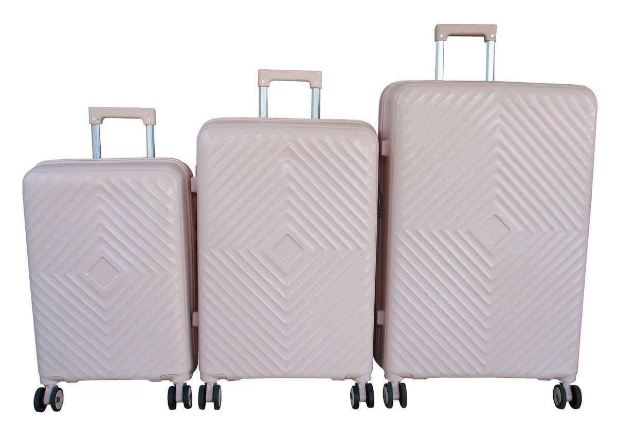 SMTE - Unbreakable 3 Piece Luggage Set HardShell Lock and Spinner WheelsLight Pink