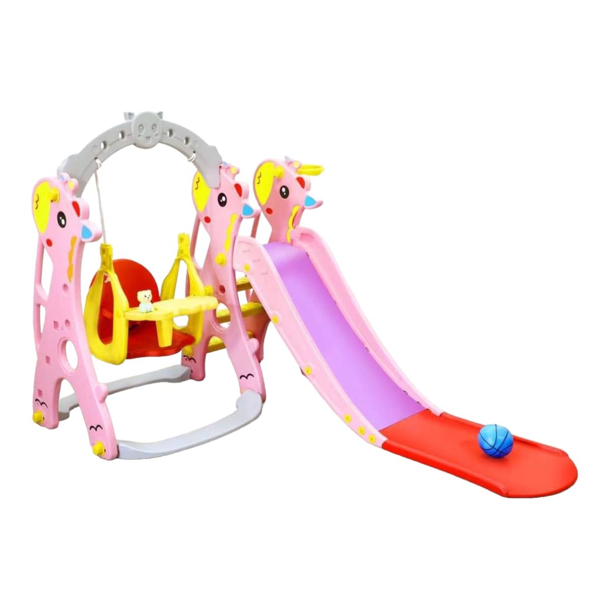 SMTE -  3inSwing and Slide Set for KidsFreestanding Climber SetPink