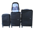 SMTE - Black 3Piece ABS Trolley Luggage Set with Buffalo Backpack