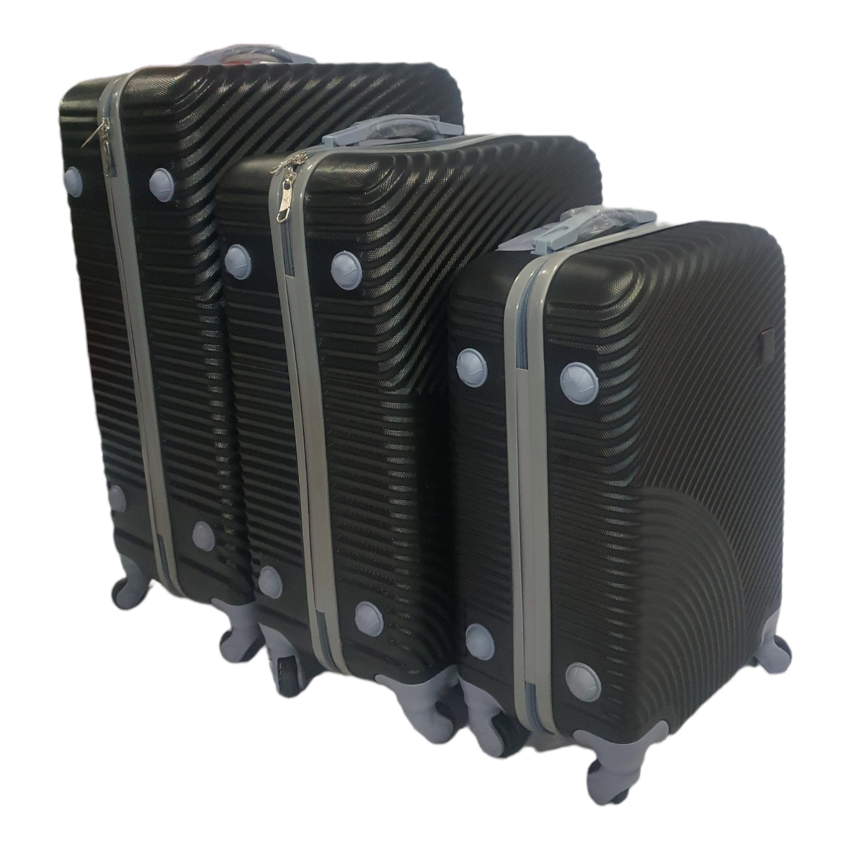 SMTE - Sastro Quality Hard Shell Suitcase Set 3 Piece - Wave - Black