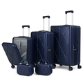 SMTE - PC Luggage Set and Side Opening with Laptop and Spinner Wheels5PieceNavy Blue