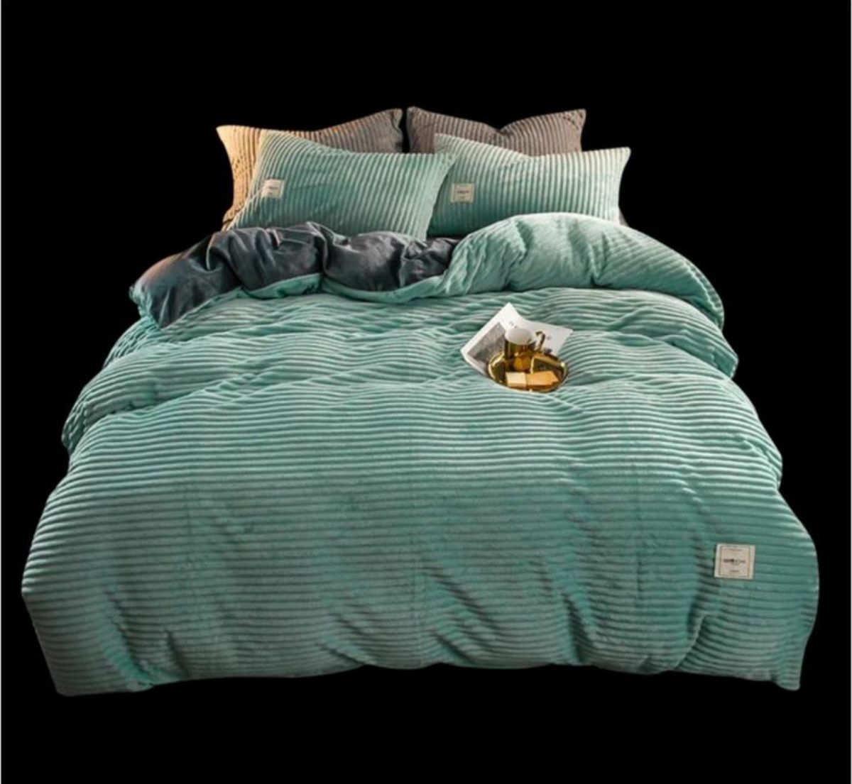 SMTE - Dream World Striped Duvet Cover Set - Green