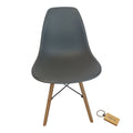 SMTE - Plastic Chair With Wooden Leg Set of 1 +  KeychainGrey