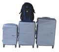 SMTE - Silver 3Piece ABS Luggage Set + Black & Navy MultiCompartment Backpack