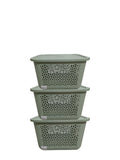 SMTE - Green 20L Storage Basket Set of 3 with Lids
