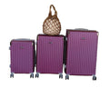 SMTE - 3Piece Purple ABS Spinner Luggage Set with Tote Bag