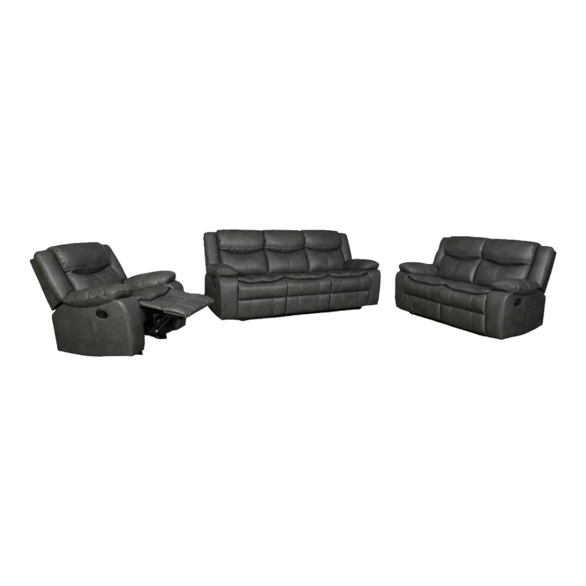 SMTE -  Leather Recliner SetCX0023 PieceGrey