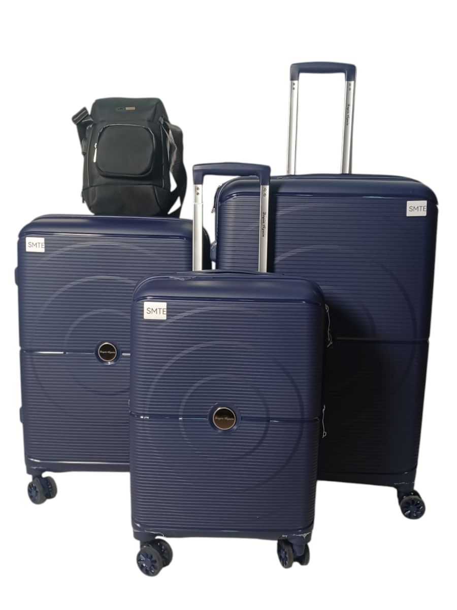 SMTE - 4Piece Hard Shell PP Luggage SetOType Design Travel SuitcasesBlue
