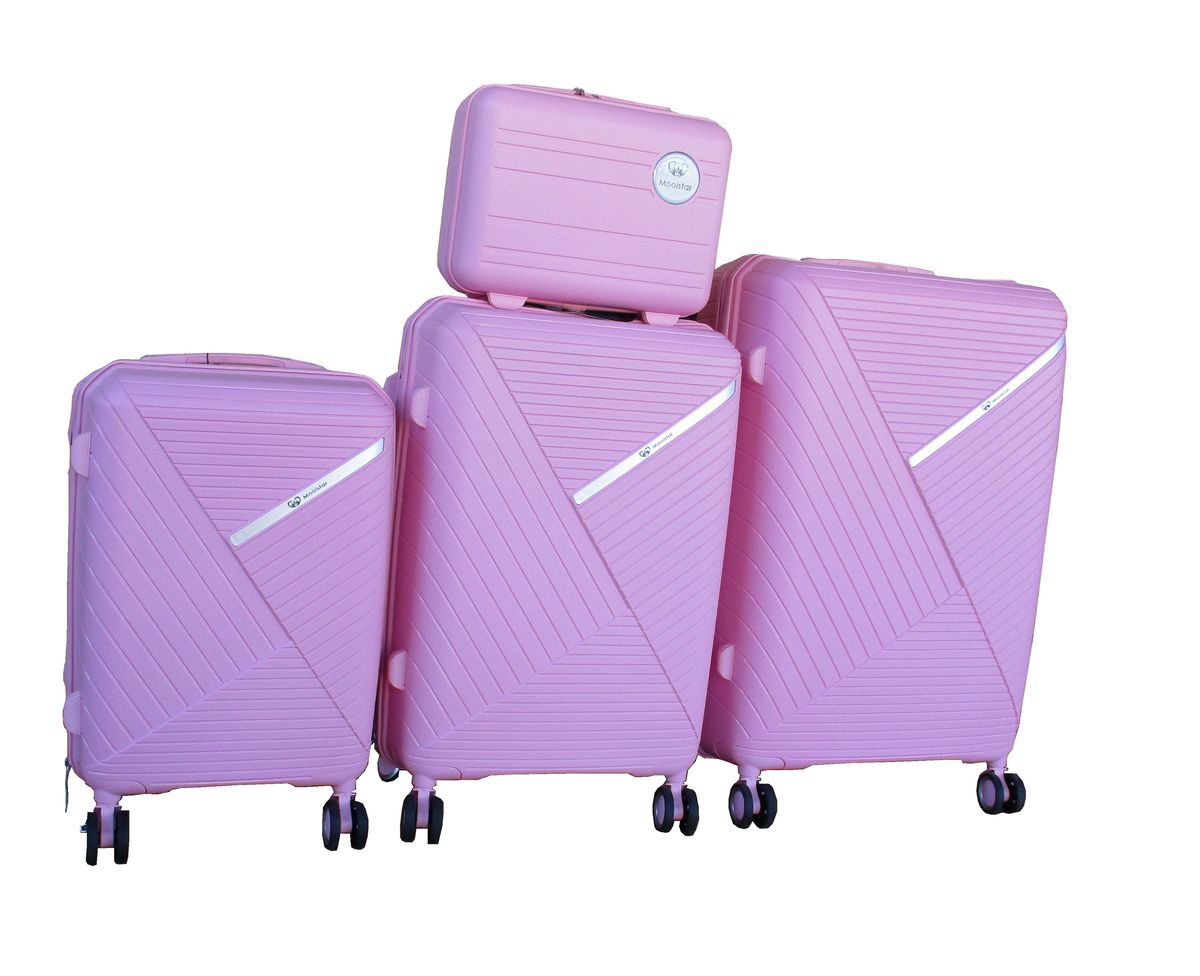 SMTE - Unbreakable Travel Luggage 4 Piece Suitcases Spinner - Pink
