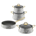 SMTE - Marble Design 7 Piece Cookware Set - White