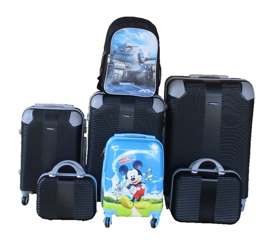 SMTE - 5Piece ABS Luggage Trolley Set with Spinner Wheels,Mickey Case & Schoolbag