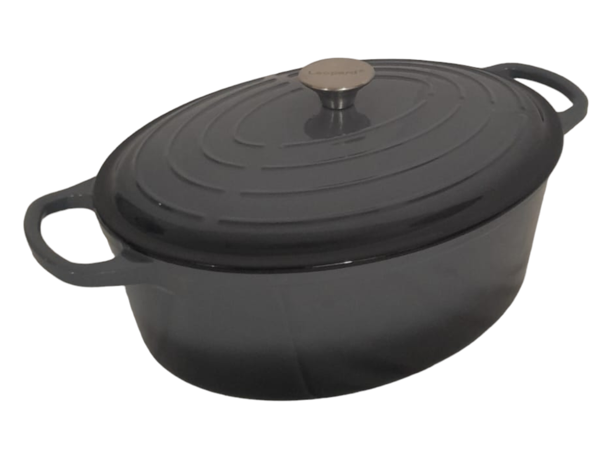 SMTE -  Oval Cast Iron Casserole - 43cm x 13Cm- Nectar - Grey